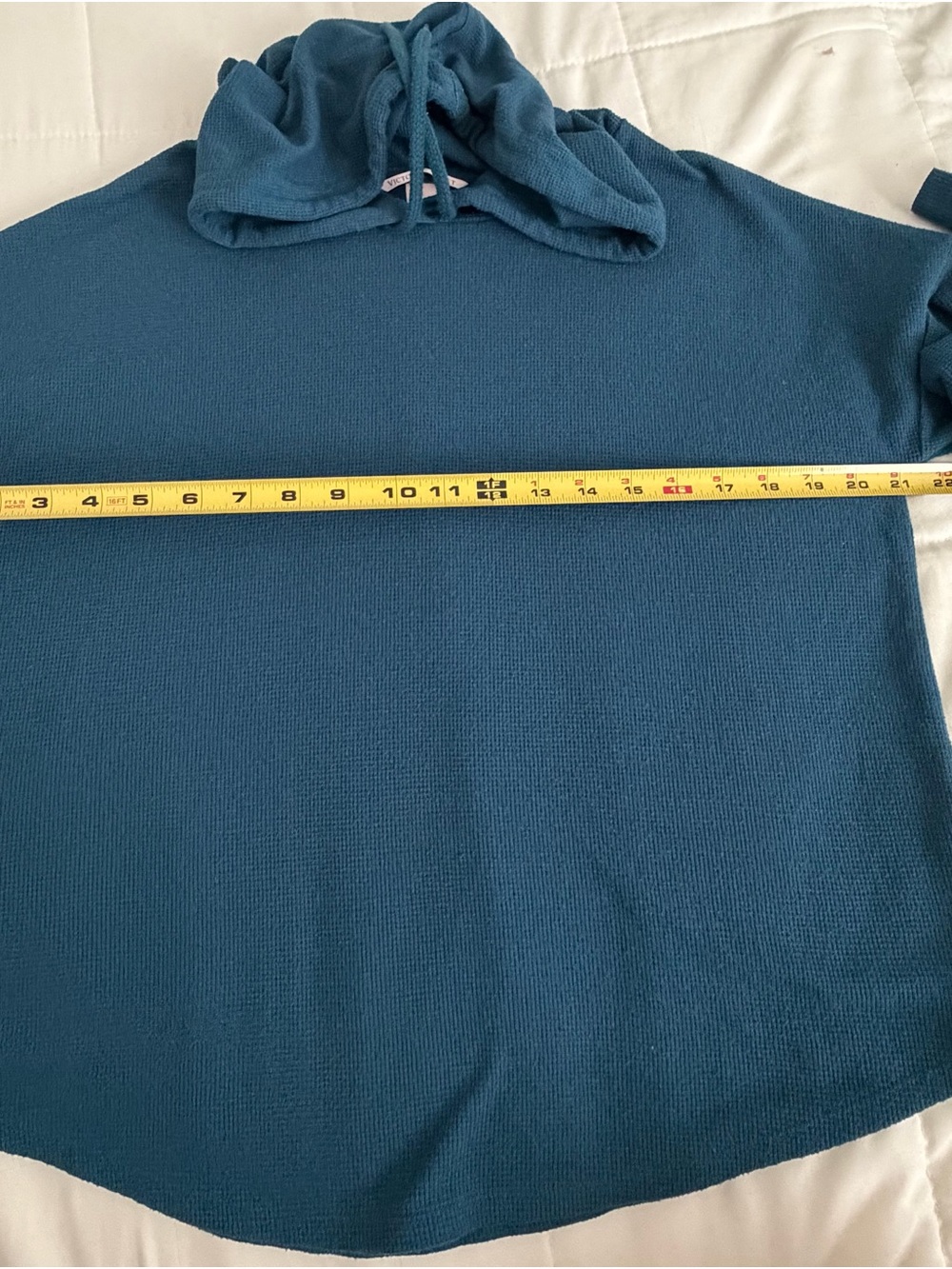 Victoria's Secret Teal Waffle-Knit Hooded Pullover - Picture 4 of 7